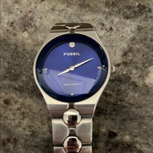 *HOT DEAL 24 hours * Fossil Blue Dial Silver Watch